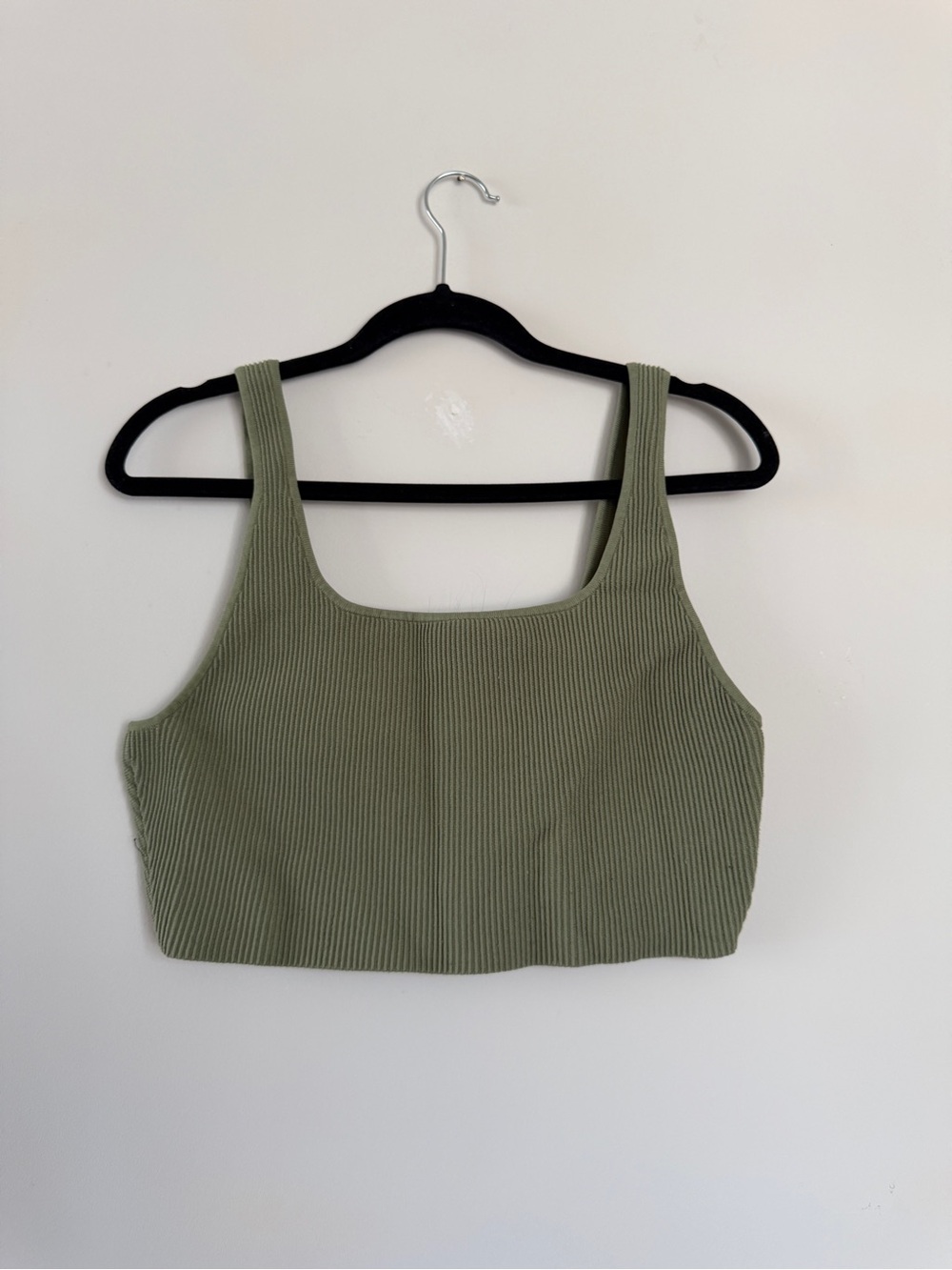 Babaton Sculpt Knit Square-Neck Crop Tank - Sage Green
